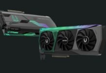 Tarjeta gráfica ZOTAC GeForce RTX 3090 y RTX 3080 Trinity Holo de diseño personalizado renderizada